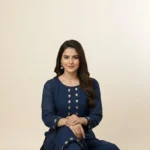Dark Blue Georgette Straight Kurta Set – 2 Piece - Image 3