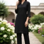 Black Georgette Straight Kurta Set – 2 Piece