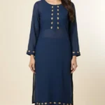 Dark Blue Georgette Straight Kurta Set – 2 Piece