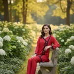 Women’s Red Chiffon Kurta Set – 2 Piece Ready to Wear Elegant Outfit for Parties & Events - Image 4