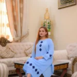 Women Sky Blue Georgette Fabric – 2 Piece Long Kurta Straight Trouser Outfit - Image 4