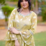 Women Lemon Gharara Suit – Moonlight Fabric Lace Work Festive 2 Piece Outfit