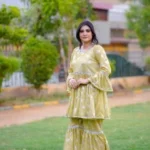 Women Lemon Gharara Suit – Moonlight Fabric Lace Work Festive 2 Piece Outfit - Image 5
