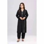 Women's Elegant Black 2 Piece Kurta Trouser Set – Premium Soft Fabric | Casual & Semi Formal Wear